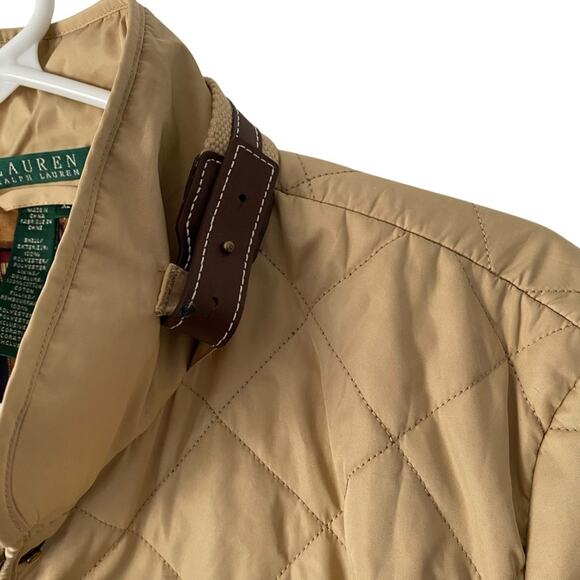 Lauren Ralph Lauren Tan Quilted Lined Equestrian Style Barn Jacket size xlarge - Picture 3 of 8